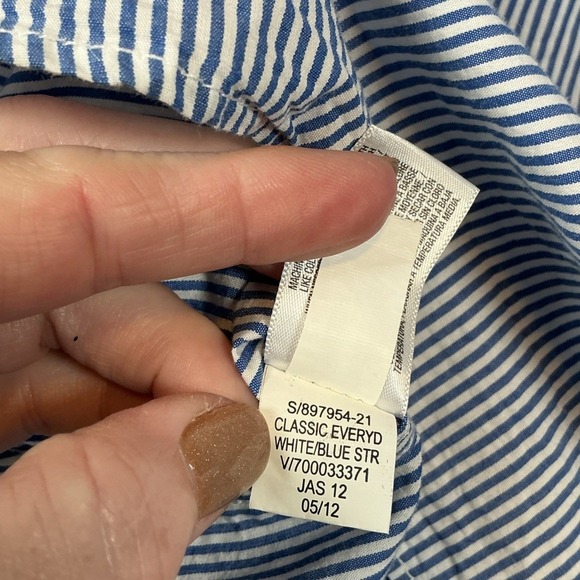 Old Navy Mens Classic Shirt Regular Fit Blue White Striped Button Down Size M - Picture 9 of 9